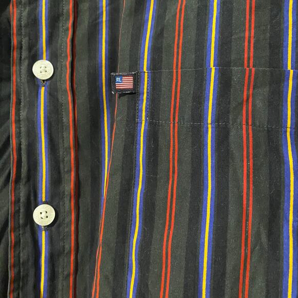 Vintage Polo Jeans Co. Ralph Lauren Striped Shirt Men’s L Y2K Made in Taiwan - Picture 2 of 6